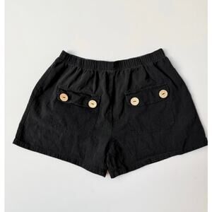 Liyo Hon Cotton Blend Black Front Pockets High Rise Shorts Women's Medium
